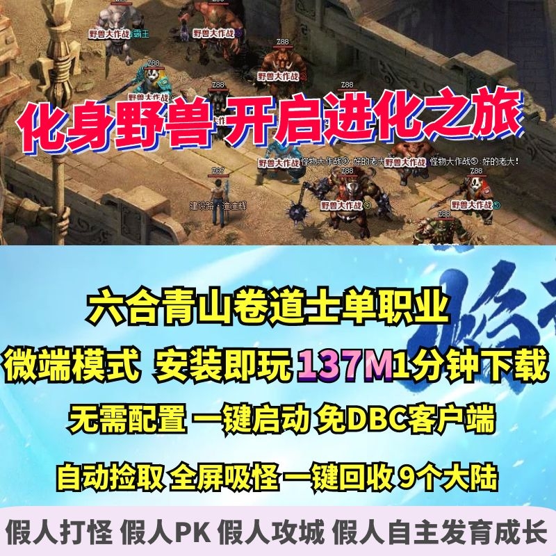 gom六合青山录道士单职业变身野兽作战微端大背包
